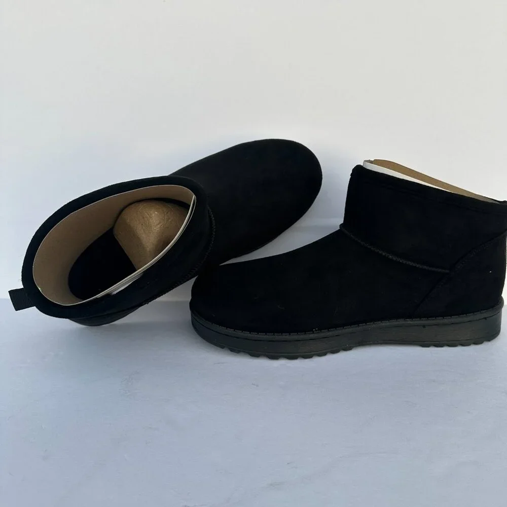 SO Lupita Women's Cozy Black Cozy Mini Boots Size 9 - Picture 4 of 7